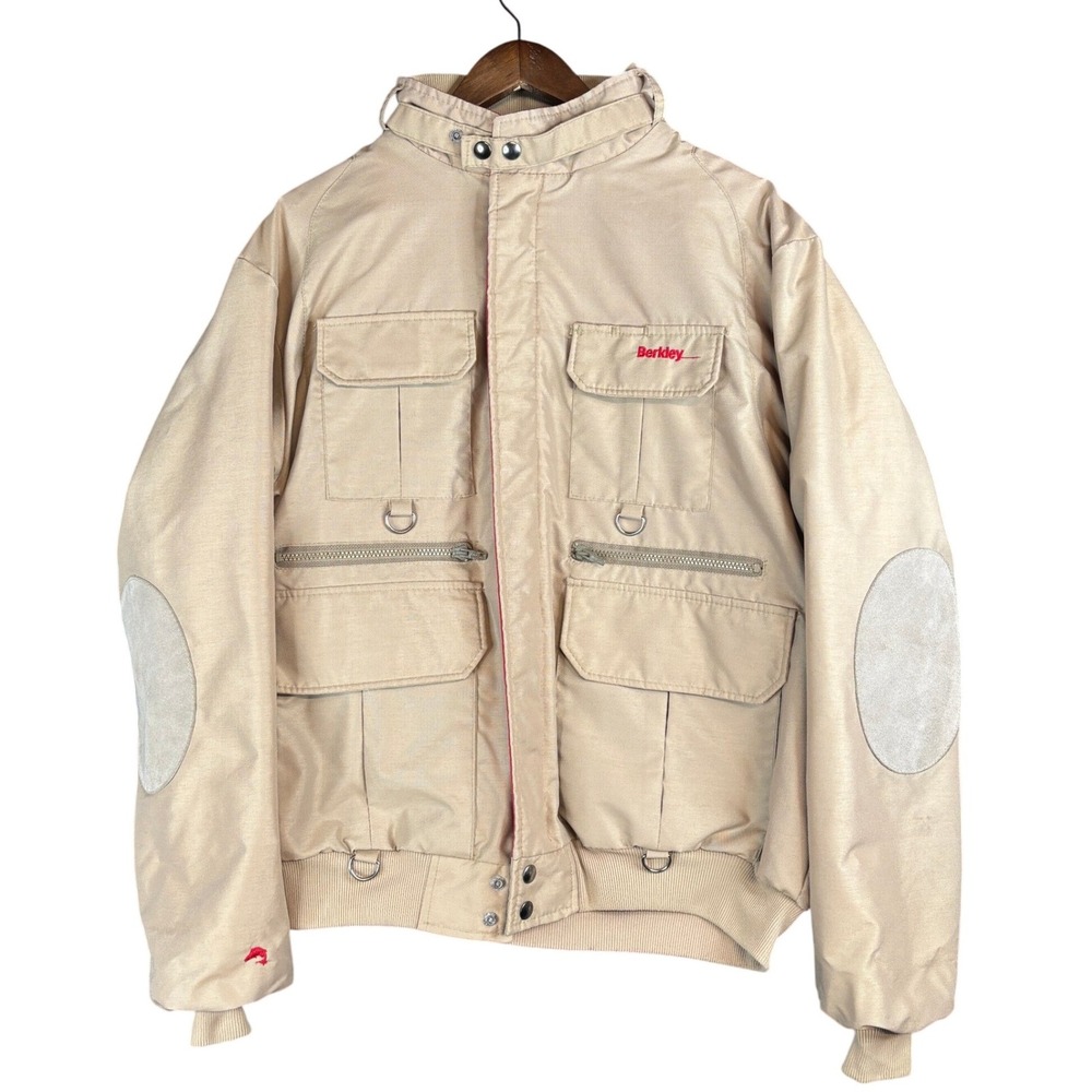 Vintage Berkley Anglers Classic Fishing Jacket Tan Thinsulate Mens Large Outdoor